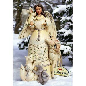 Jim Shore Christmas Angel Peace to All Woodland Animals Deer Fox Racoon Bunny